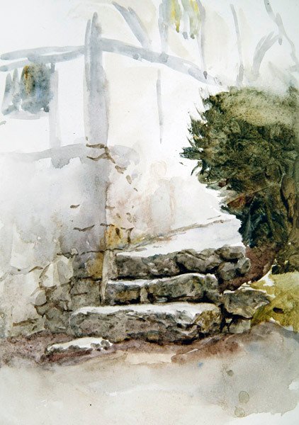 Steps at Bearsted, Kent (akvarell papíron) alkotó: Helen Allingham