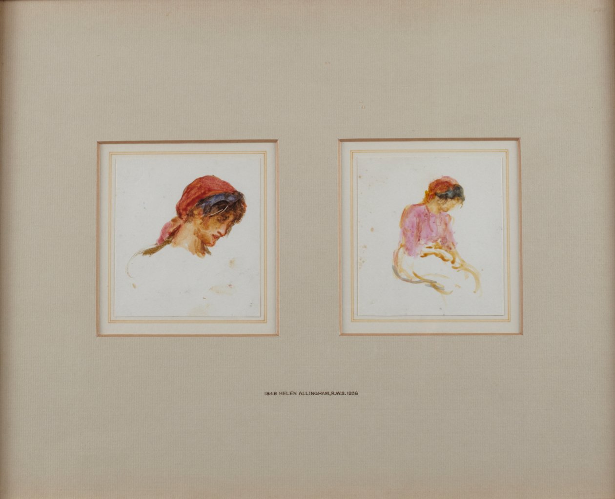 Tanulmány egy vörös fejkendős lányról alkotó: Helen Allingham