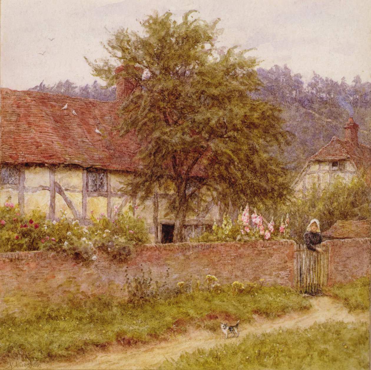 A kóbor cica, 1891 körül (olaj, vászon) alkotó: Helen Allingham