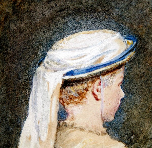 The White Bonnet (akvarell testfestékkel papíron) alkotó: Helen Allingham