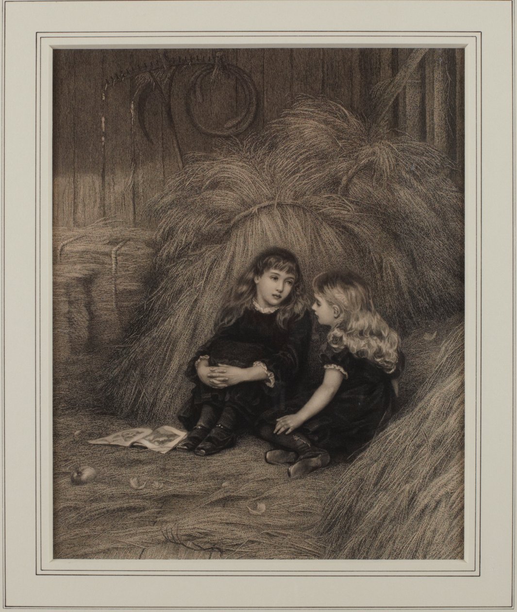 Két lány egy pajtában (tinta papíron) alkotó: Helen Allingham