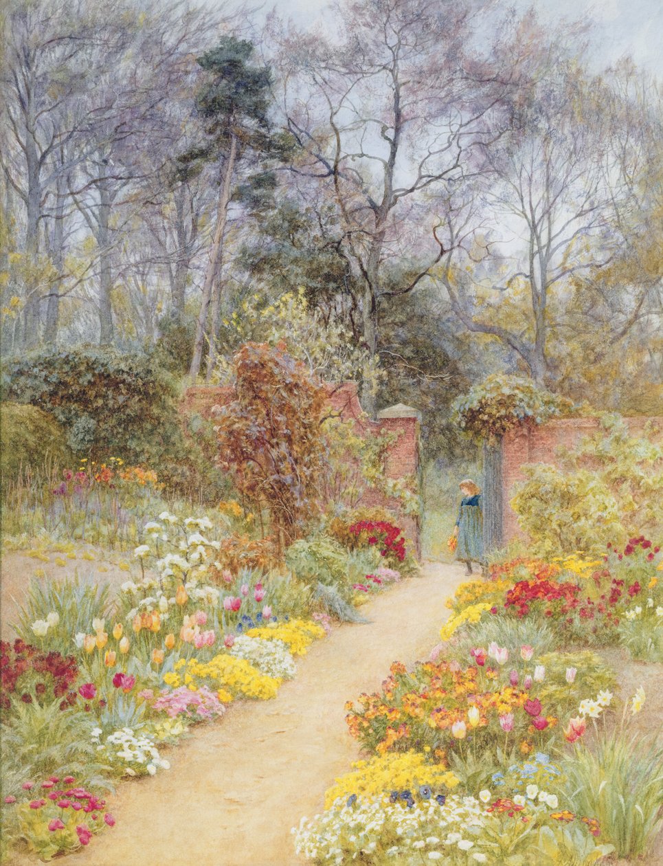 Befalazott kert tavasszal (wc papíron) alkotó: Helen Allingham