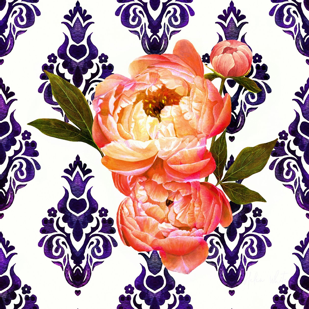 Peony on Delft, 2021 (akvarell) alkotó: Helen White