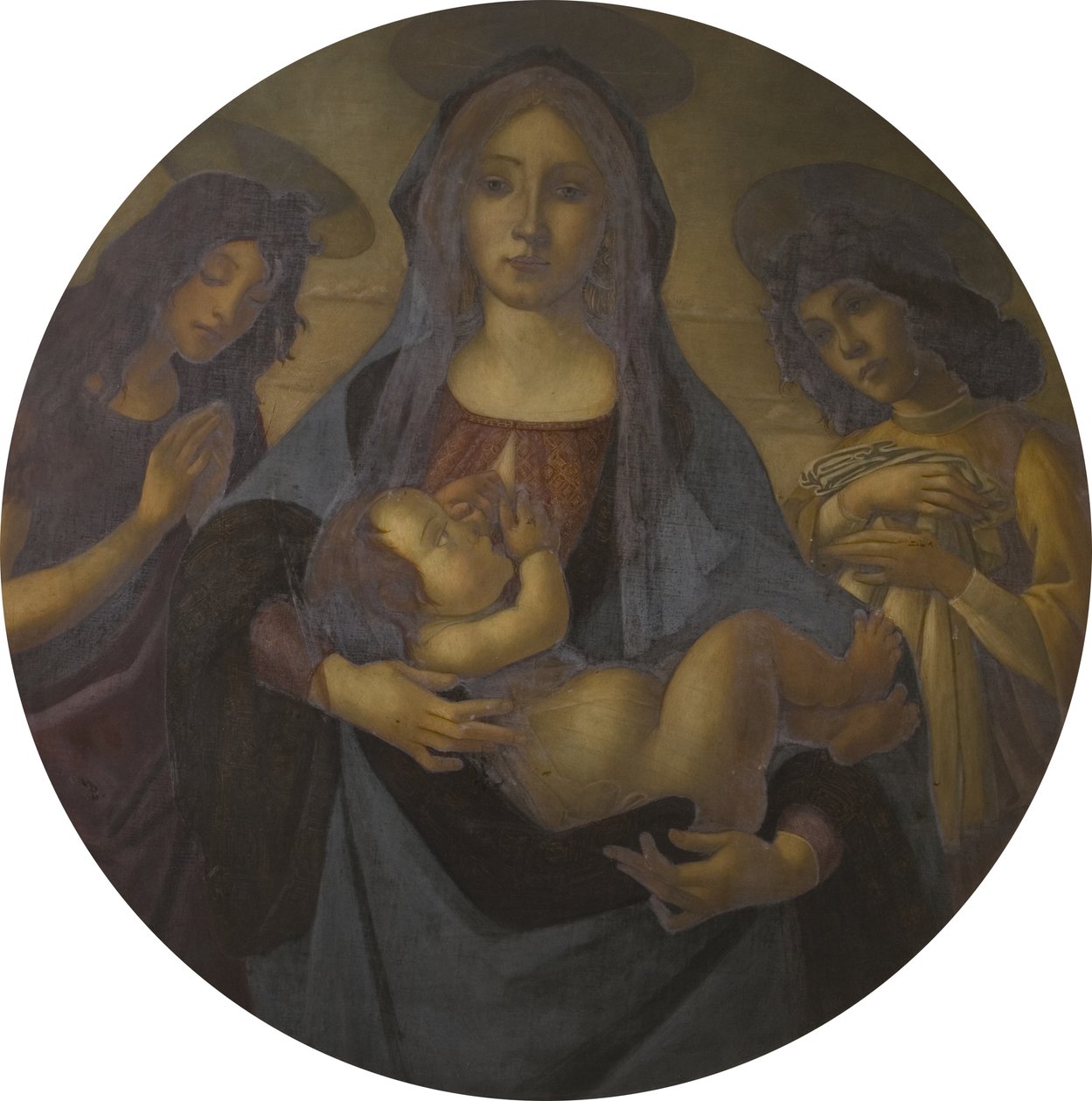 Szűz és gyermek Szent Jánossal és egy angyallal (Botticelli nyomán), XIX. század vége-XX. alkotó: Helen d.1937 Coombe