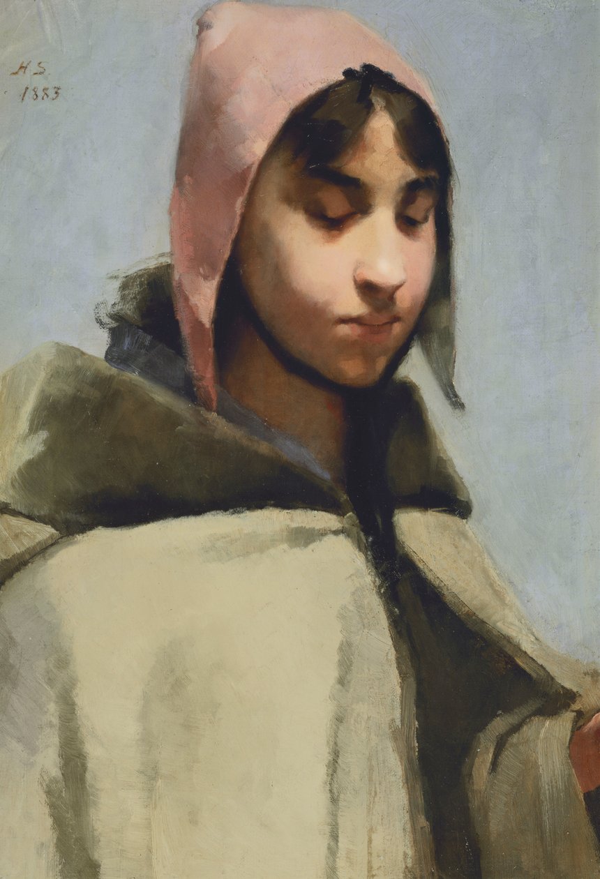 Egy fiatal lány francia vidéki ruhában alkotó: Helene Schjerfbeck