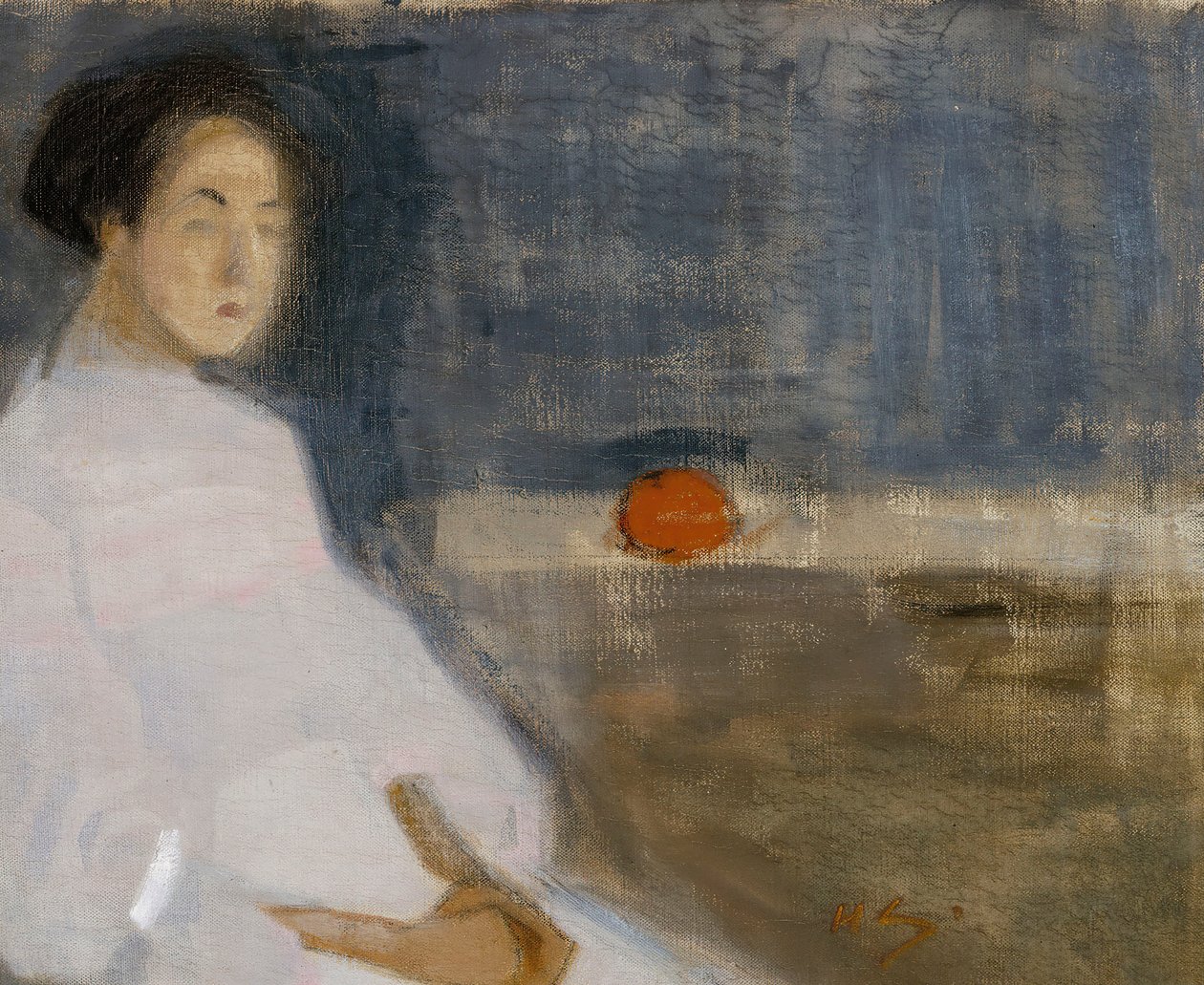 Jelmezkép I. lány narancssárgával, A pék lánya, 1908-1909. alkotó: Helene Schjerfbeck