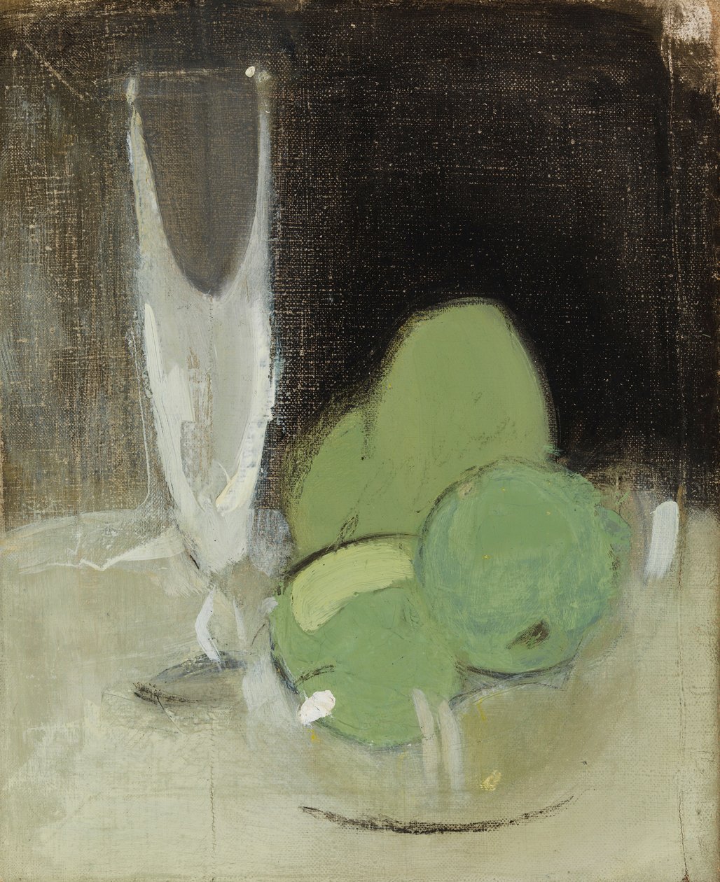 Zöld almák és pezsgőspohár alkotó: Helene Schjerfbeck