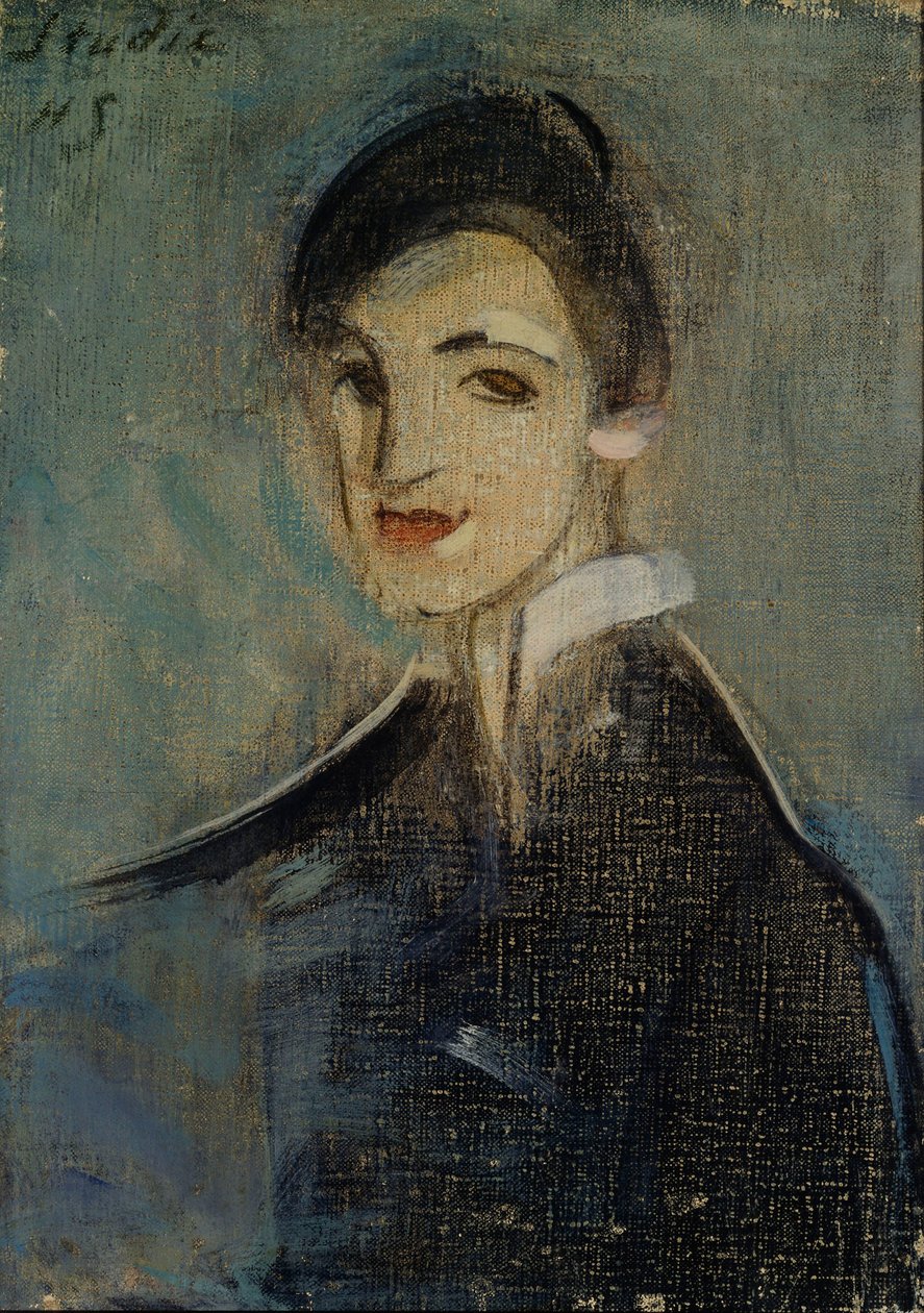 Fekete ruhás énekes, 1916-1917. alkotó: Helene Schjerfbeck
