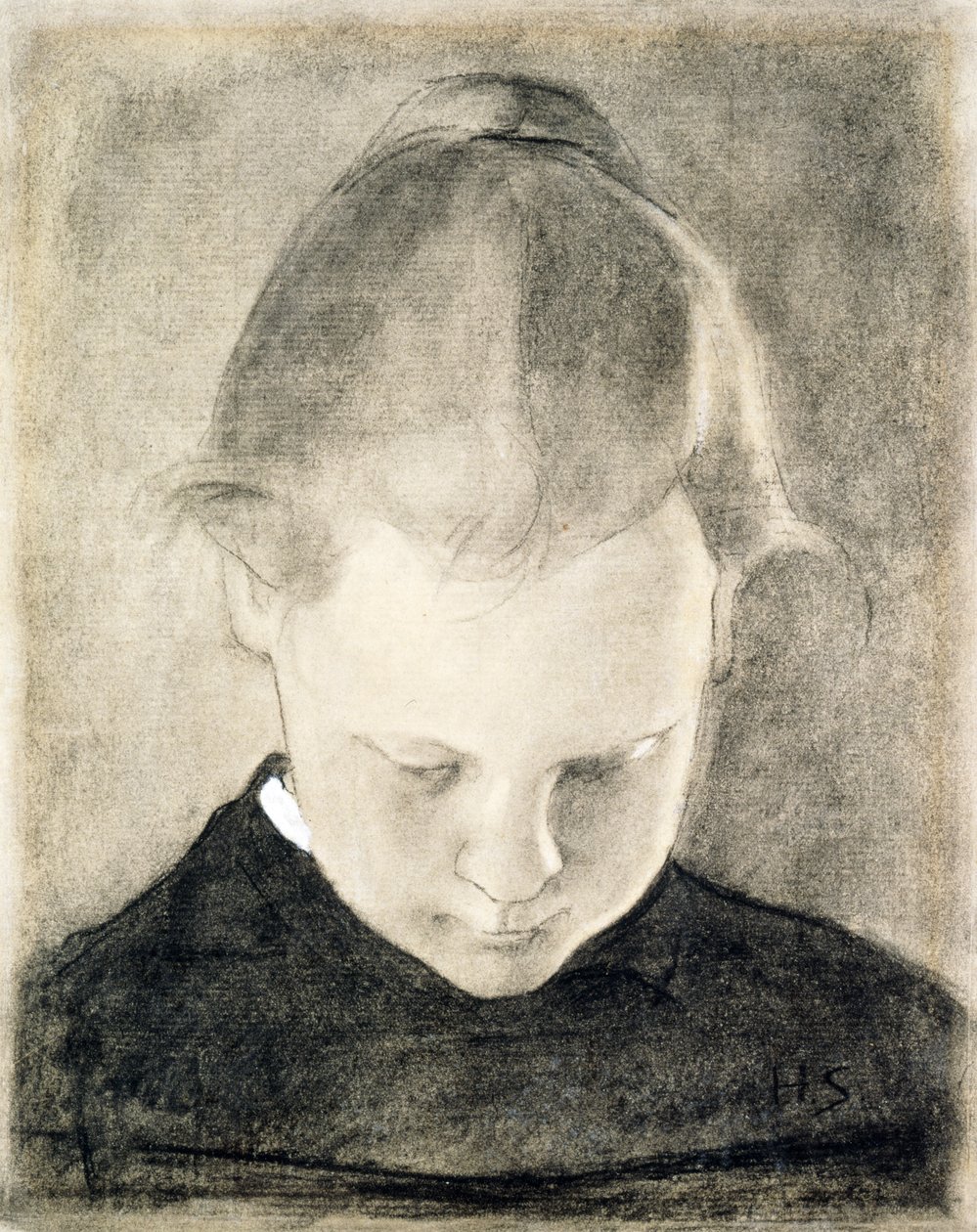 Az olvasó lány, 1905 körül (faszén és gouache papíron) alkotó: Helene Schjerfbeck
