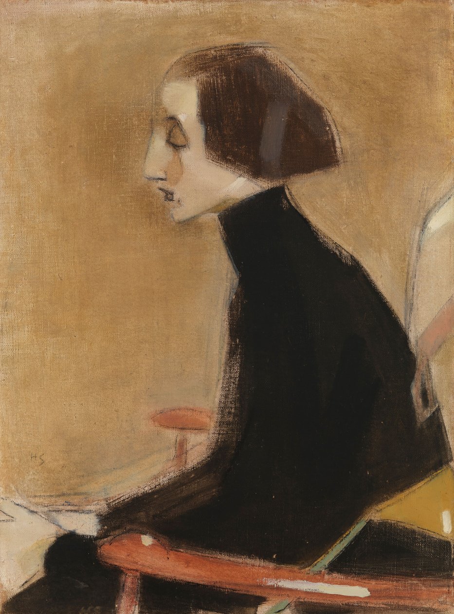 A varrónő, félalakos portré (A dolgozó nő) alkotó: Helene Schjerfbeck