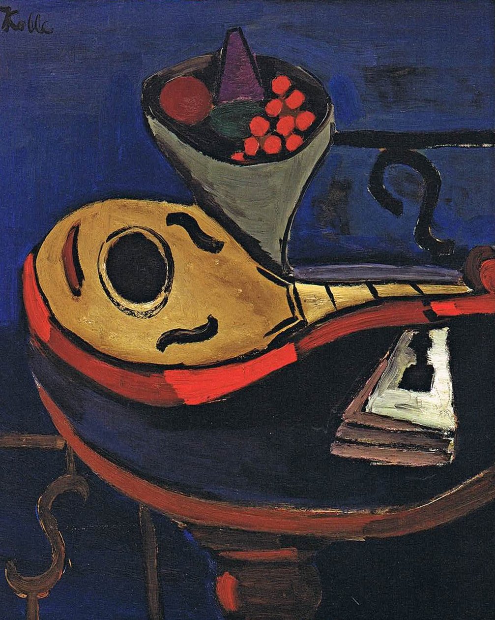 Mandolin és tál gyümölcsökkel alkotó: Helmut Kolle