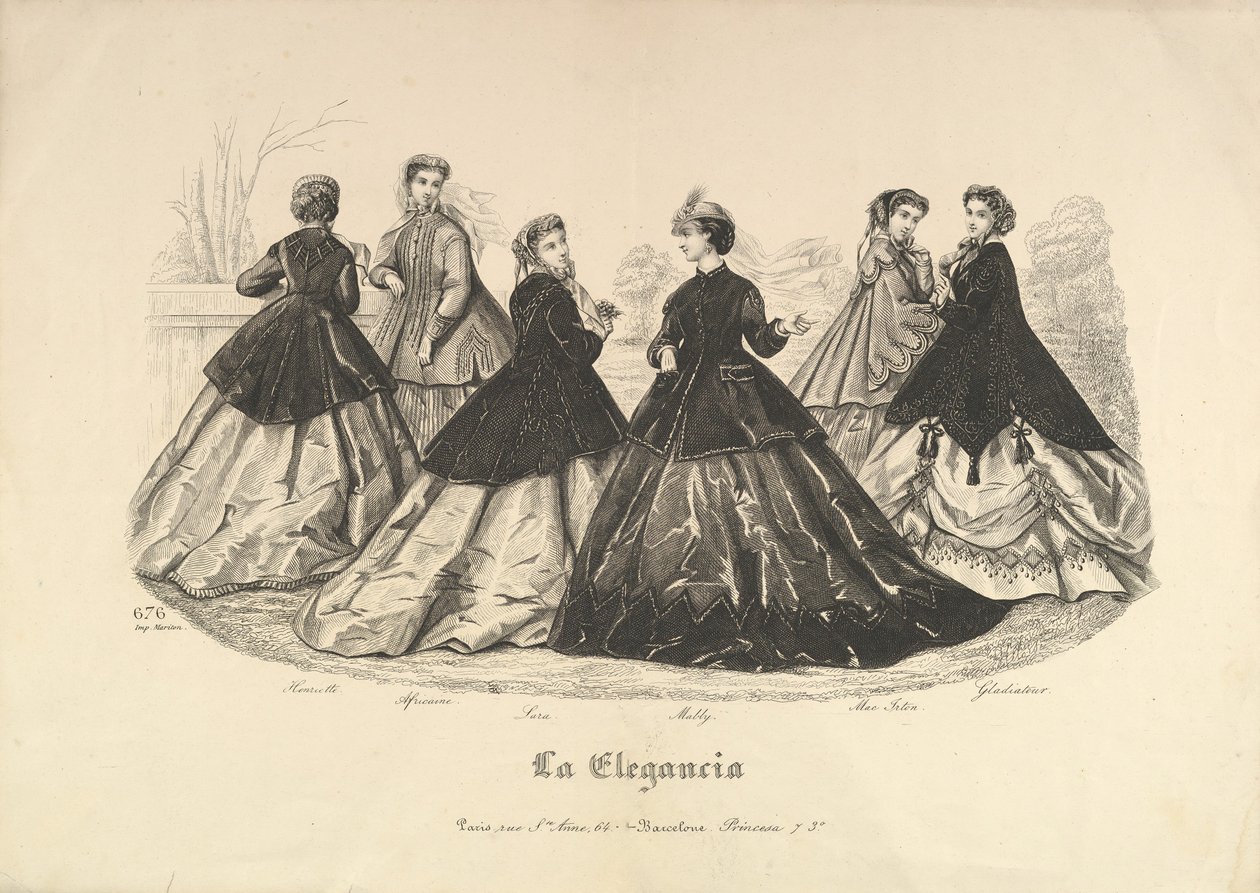 Six Women Outdoors, No. 676, La Elegancia, 1865-66. alkotó: Heloise Leloir