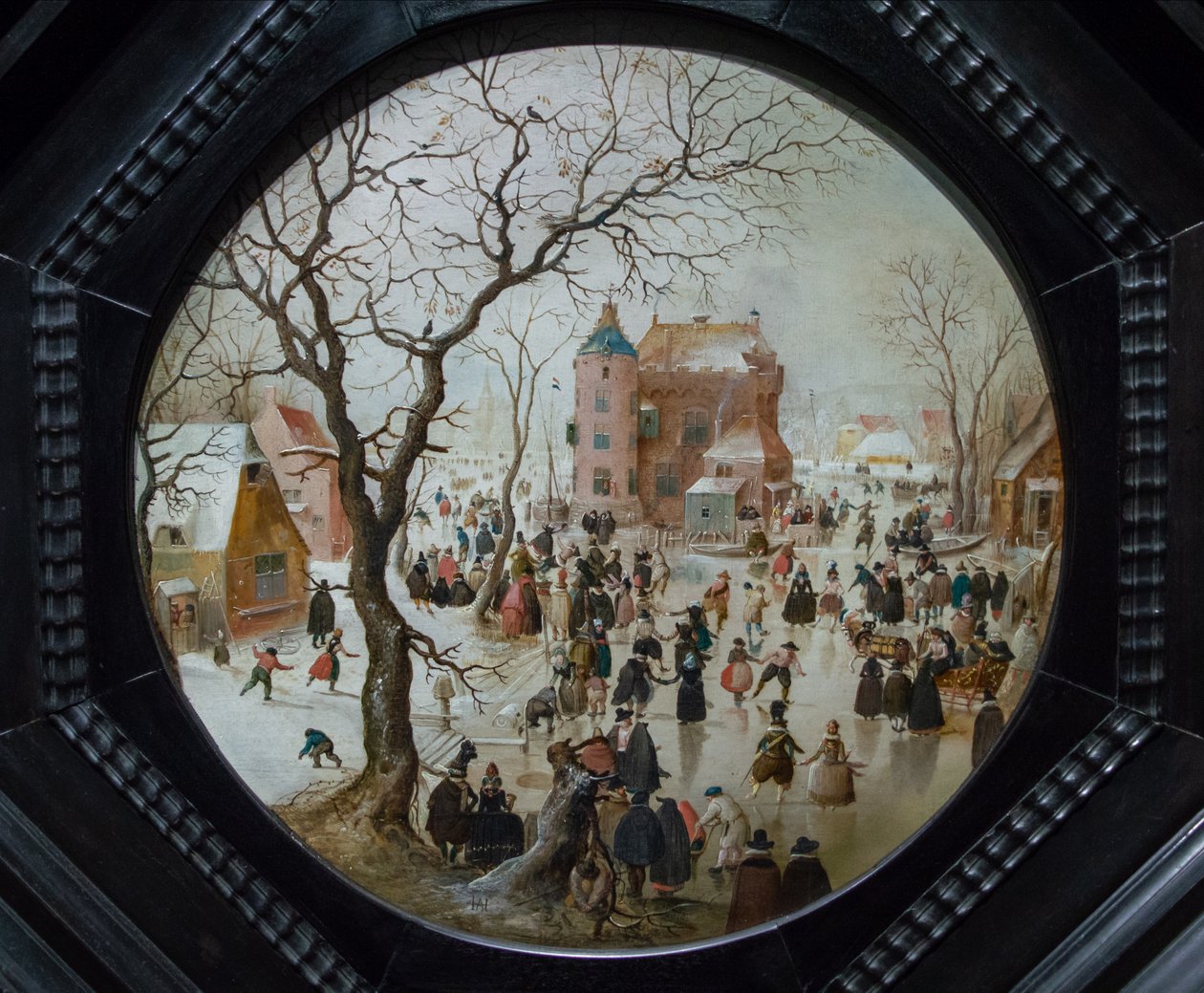 Téli jelenet korcsolyázókkal egy kastély közelében, 1608-09 körül alkotó: Hendrick Avercamp