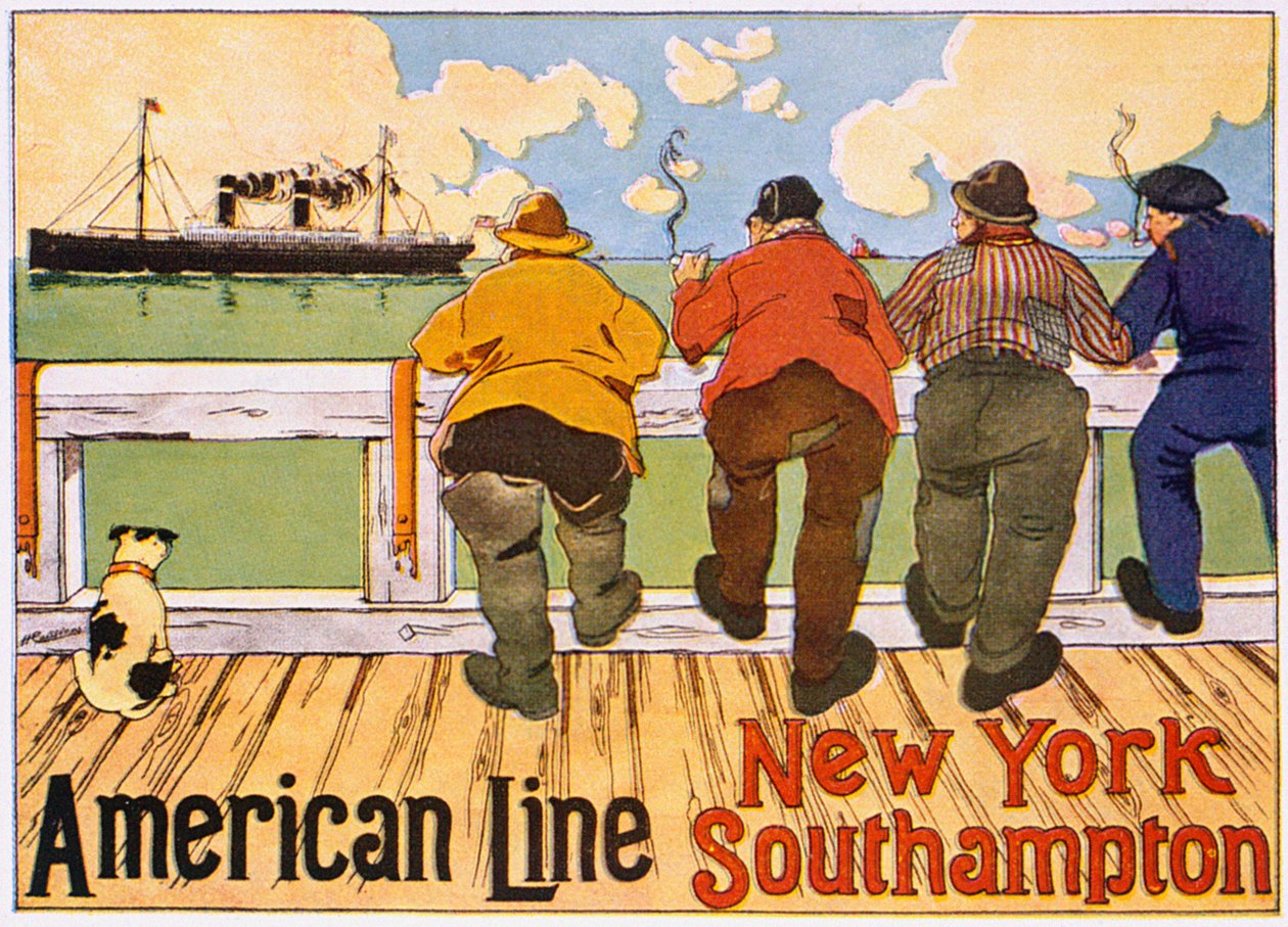 Az "American Line, New York-Southampton" reklámplakátja, 1905 alkotó: Hendrick Cassiers