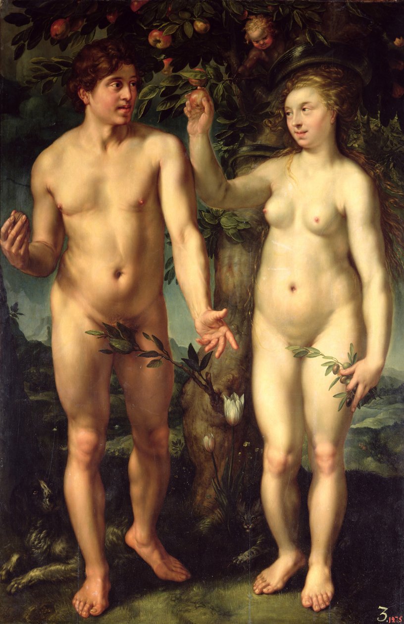 Ádám és Éva, 1608 alkotó: Hendrik Goltzius