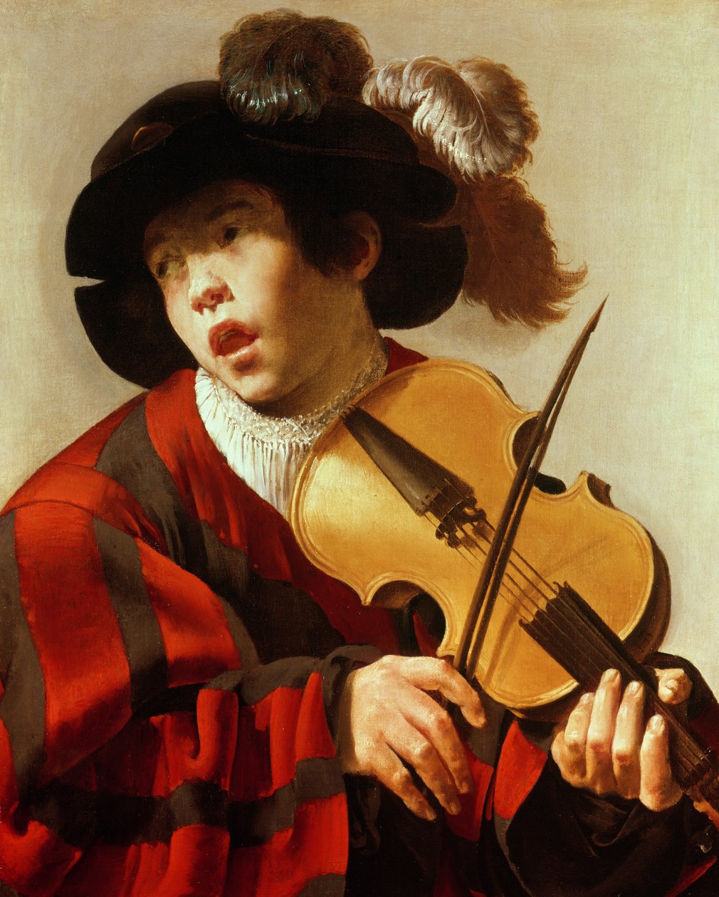 Fiú vonós hangszeren játszik és énekel, 1627 körül alkotó: Hendrick ter Brugghen