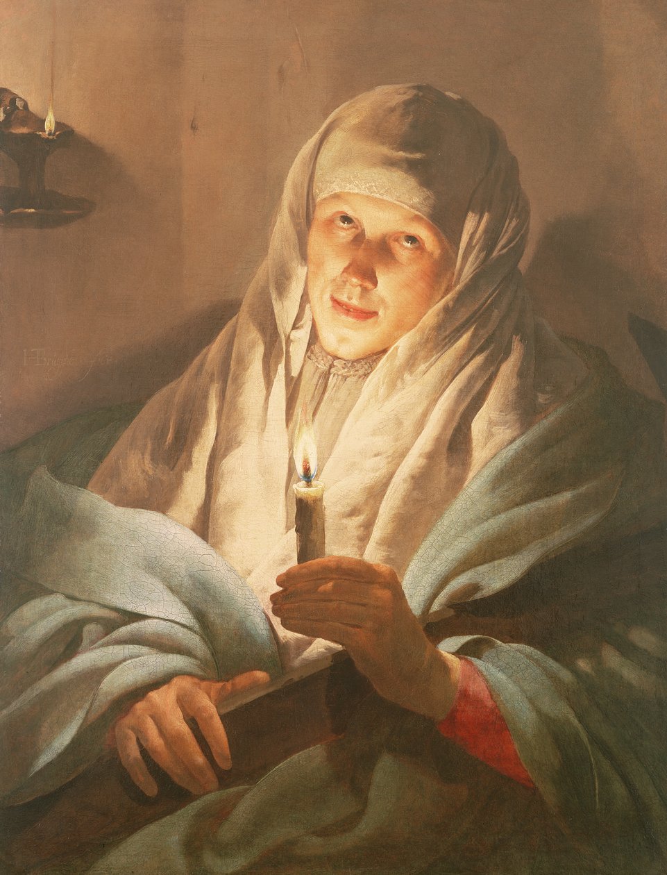 Egy nő gyertyával és kereszttel alkotó: Hendrick ter Brugghen