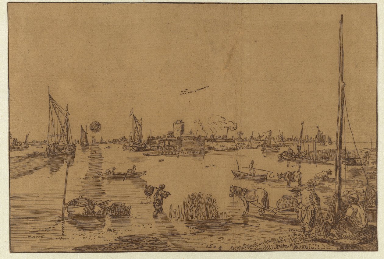 Esti táj halászokkal alkotó: Hendrick Avercamp (possibly)