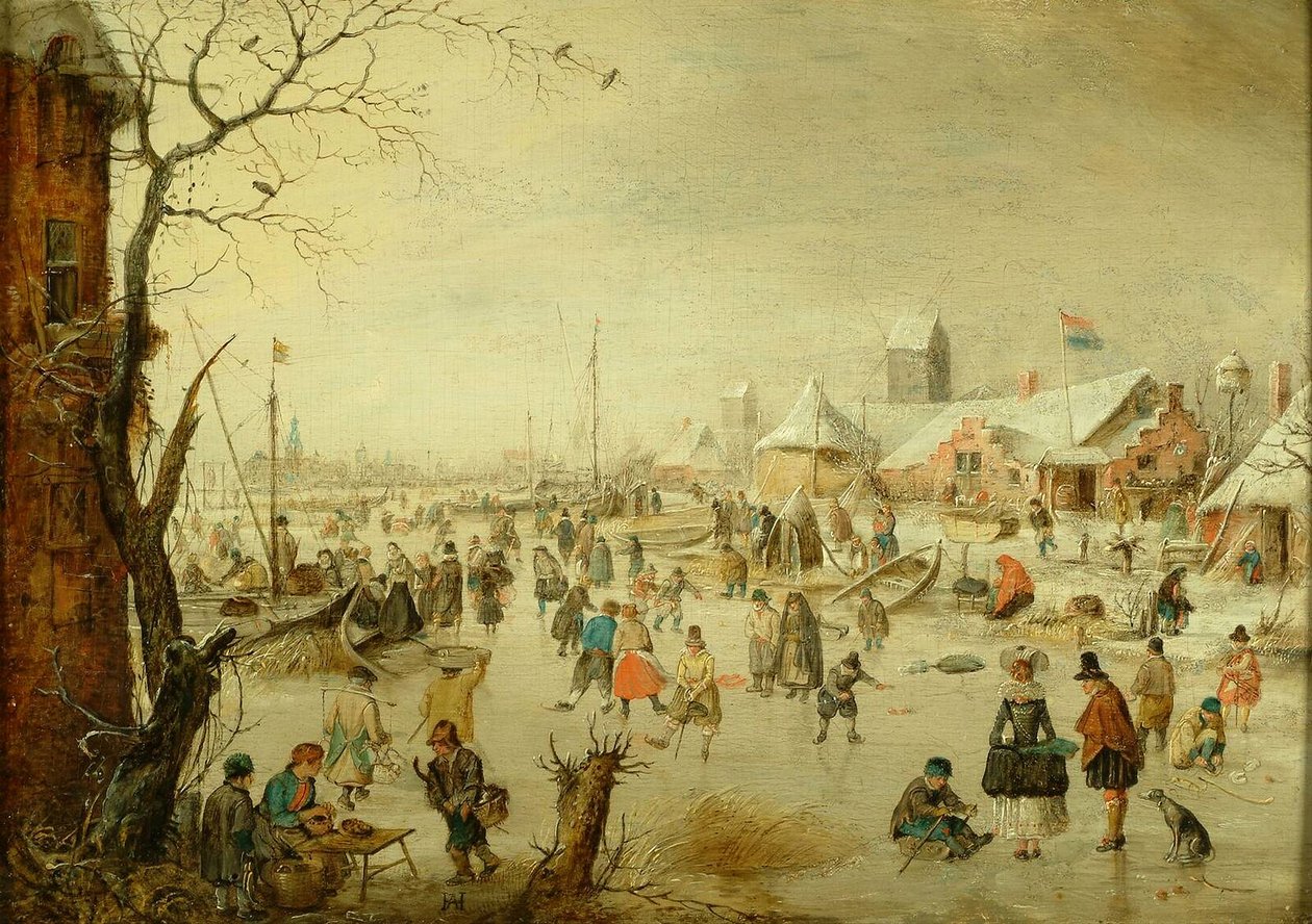 Jelenet a jégen, 1630 körül alkotó: Hendrick Avercamp