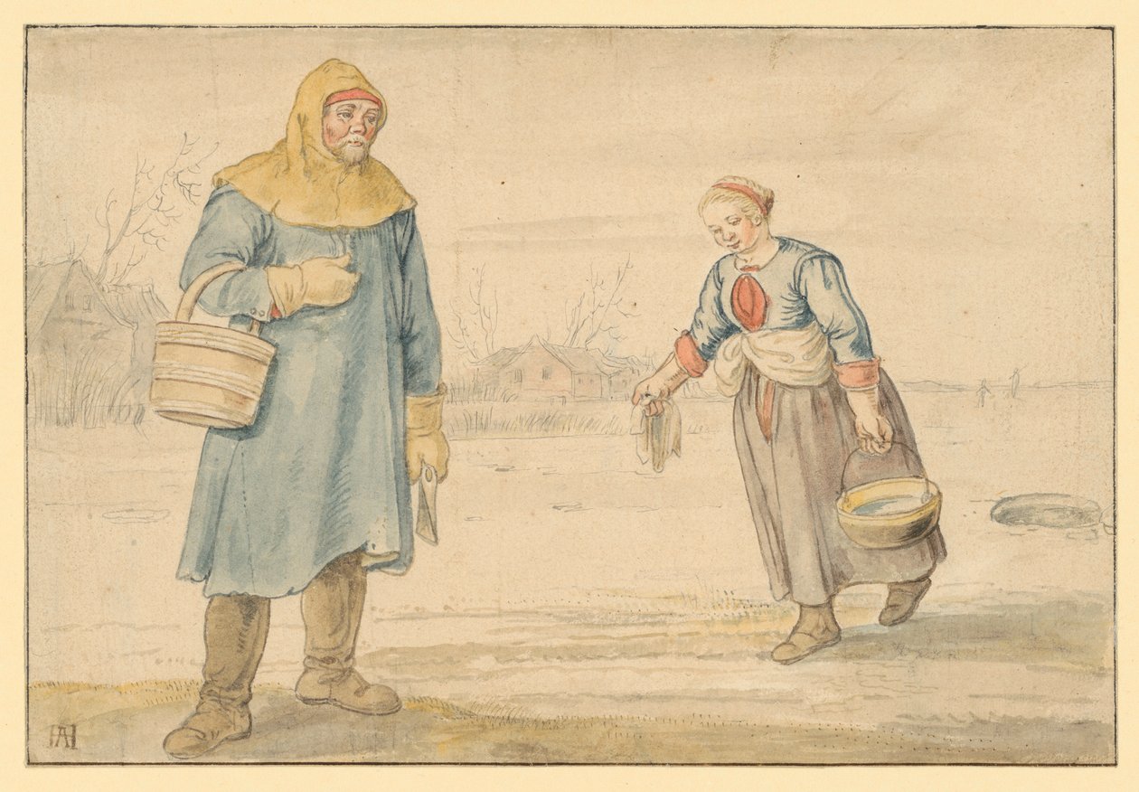 Parasztpár a jégen alkotó: Hendrick Avercamp