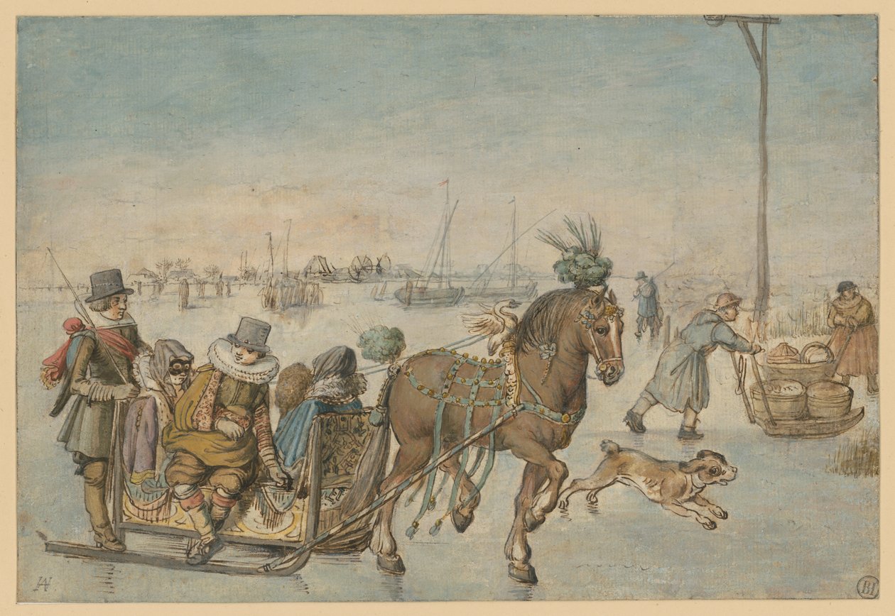 Lószán a jégen alkotó: Hendrick Avercamp