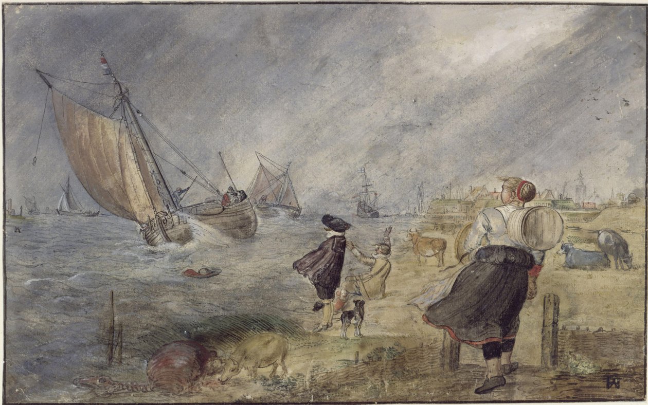 Tópart viharban alakokkal alkotó: Hendrick Avercamp