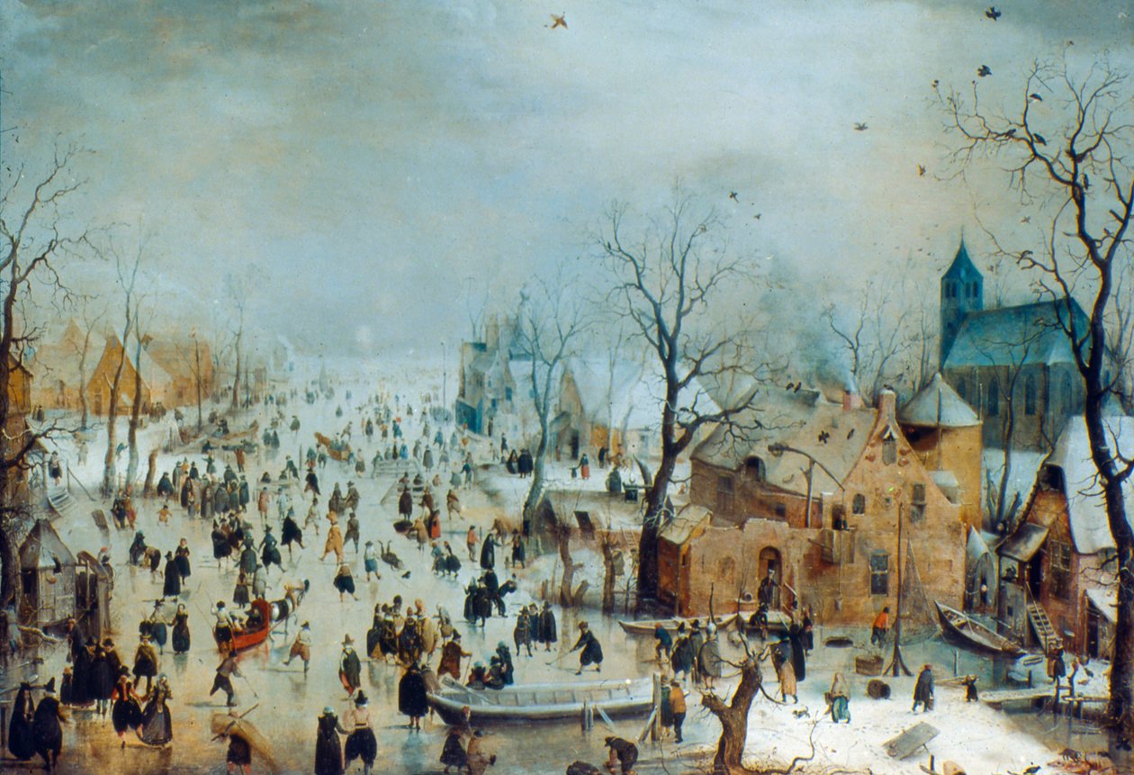 Téli jelenet korcsolyázókkal, c1608 alkotó: Hendrick Avercamp