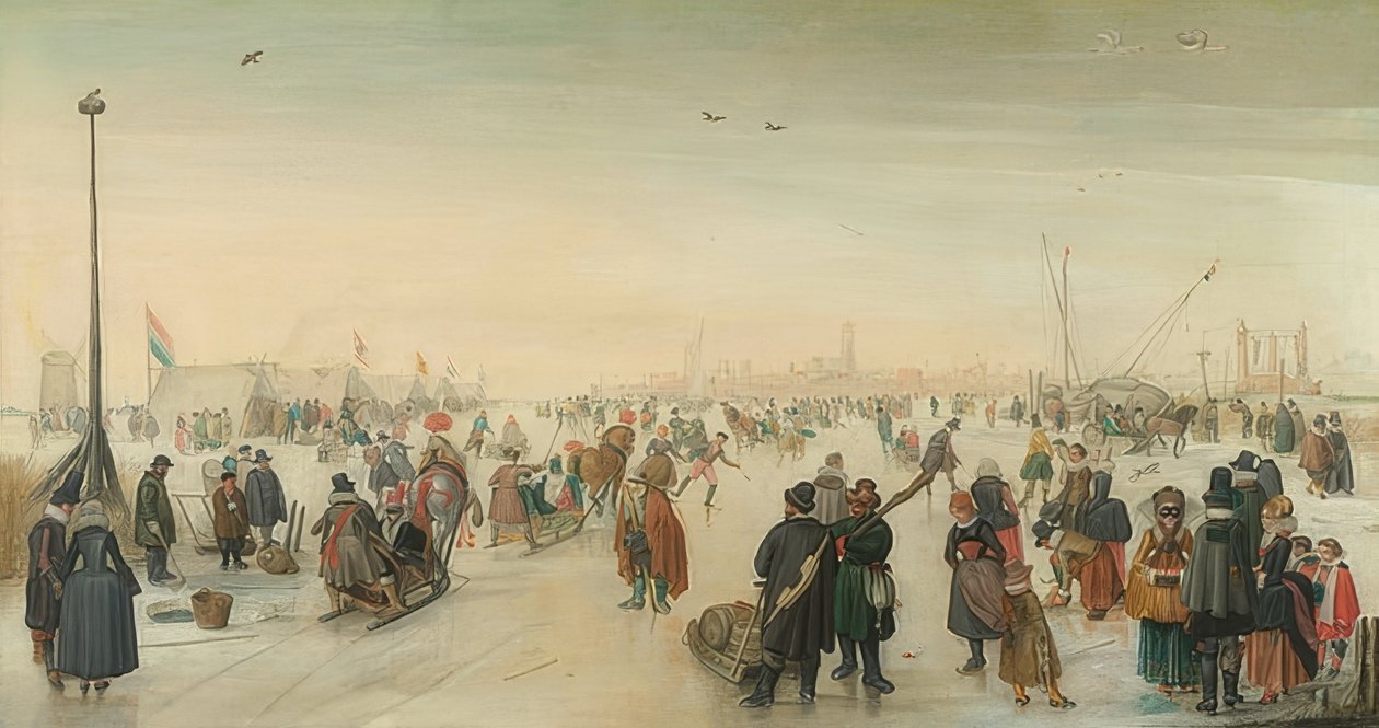 Téli örömök a város előtt. 1620 körül alkotó: Hendrick Avercamp