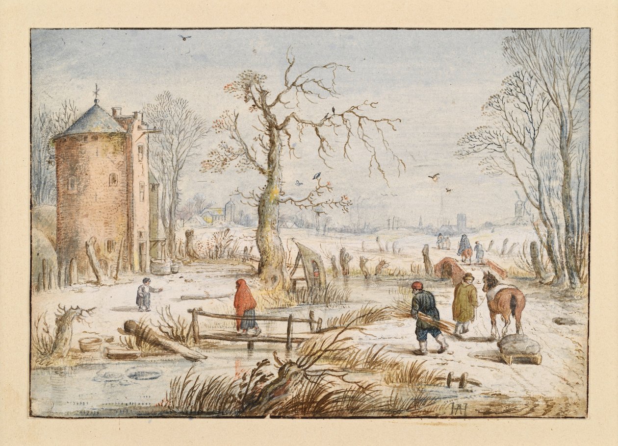 Téli táj kerek toronnyal alkotó: Hendrick Avercamp
