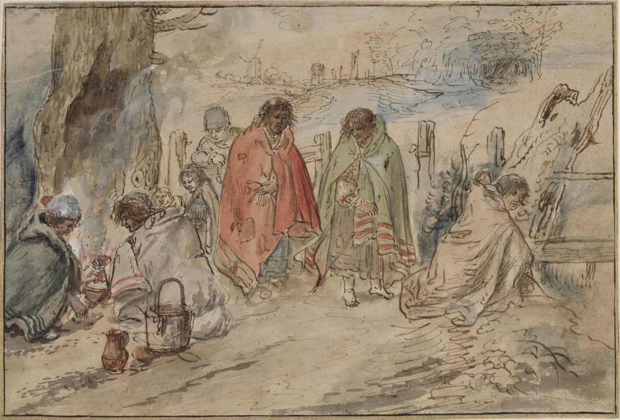 Cigányok a tábortűznél alkotó: Hendrick Avercamp