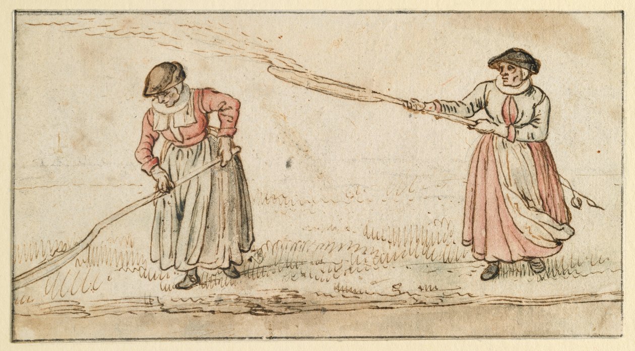 Két nő lapáttal alkotó: Hendrick Avercamp