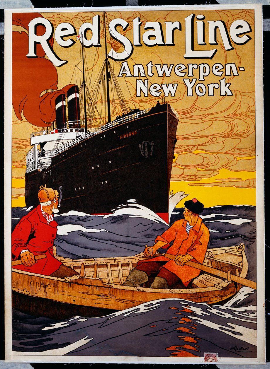 Red Star Line, 1900 körül (színes litográfia) alkotó: Hendrick Cassiers