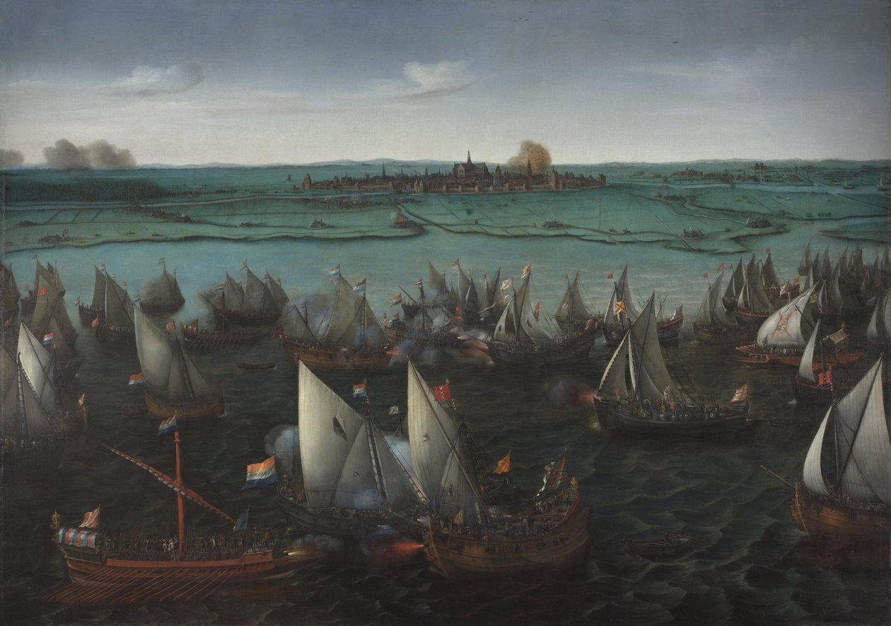 Csata holland és spanyol hajók között a Haarlemmermeer-en, 1629 körül (olaj, vászon) alkotó: Hendrick Cornelisz. Vroom