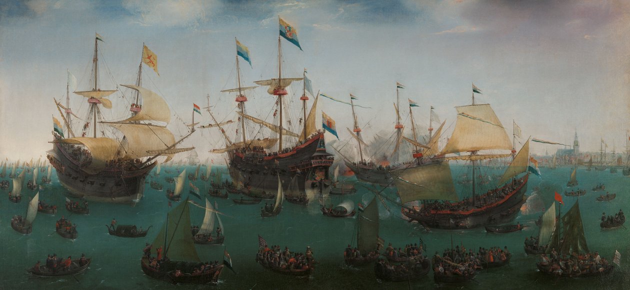 A második kelet-indiai expedíció visszatérése Amszterdamba alkotó: Hendrick Cornelisz Vroom