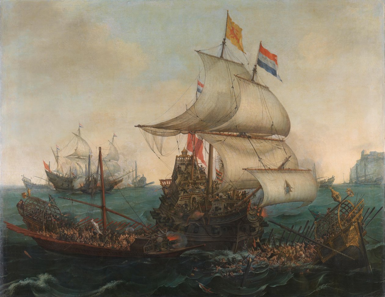 Holland hajók döngölték a spanyol gályákat az angol tengerparton, 1602. október 3 alkotó: Hendrick Cornelisz. Vroom