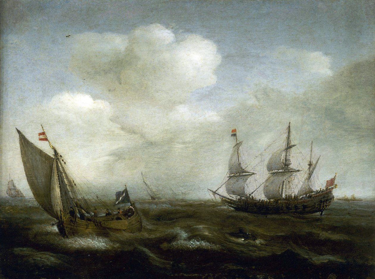 Holland hajó és halászhajó a szélben alkotó: Hendrick Cornelisz Vroom