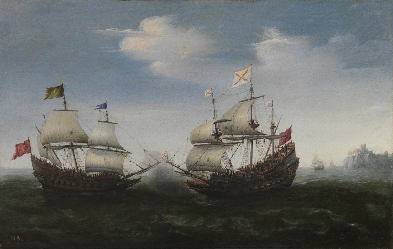 Tengerészeti harc egy sziklás part ellen, 1627 alkotó: Hendrick Cornelisz. Vroom
