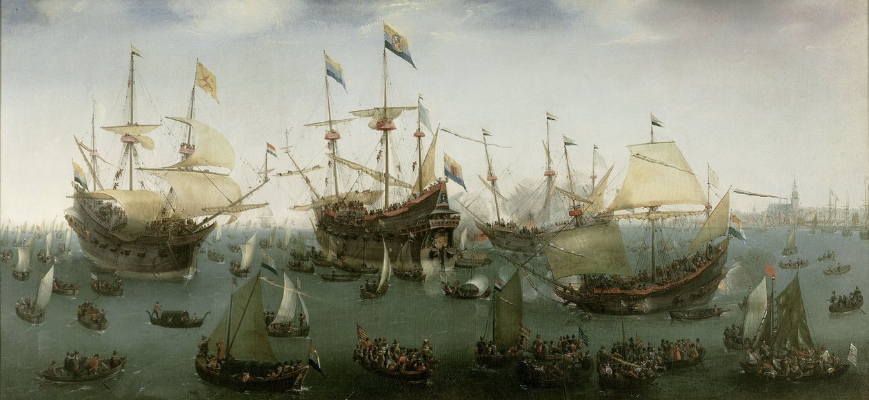 A második kelet-indiai expedíció visszatérése Amszterdamba alkotó: Hendrick Cornelisz. Vroom