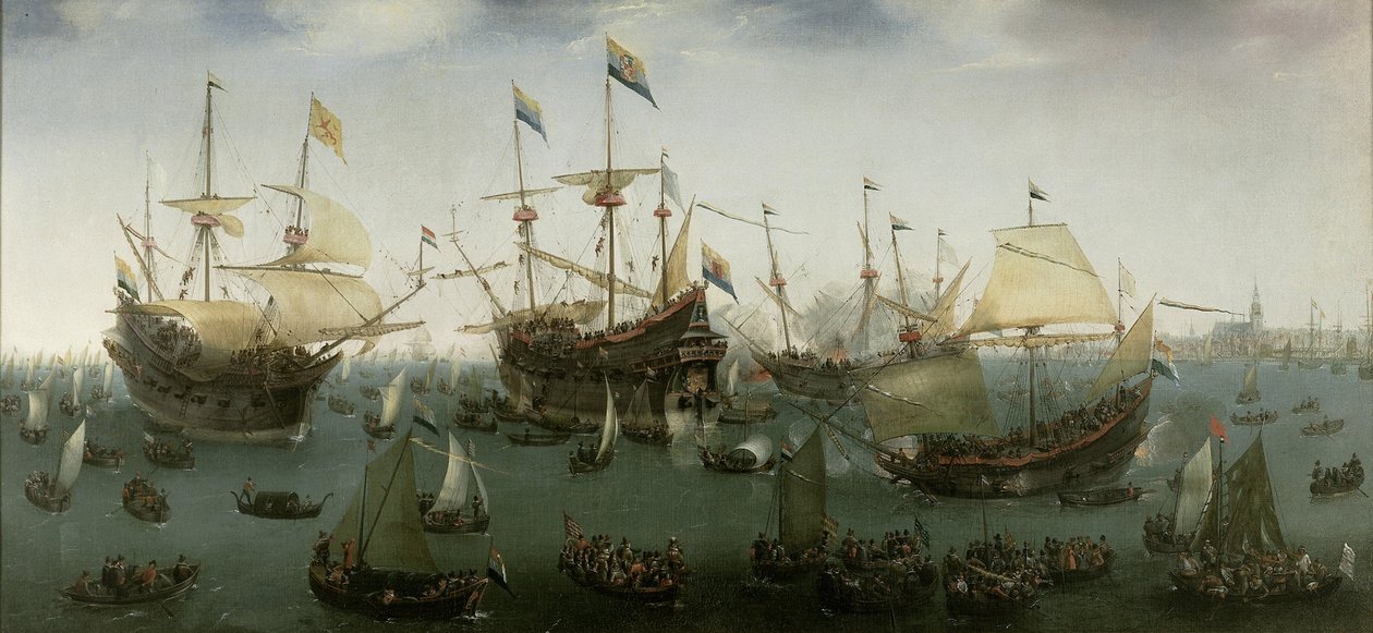 A kelet-indiai második expedíció visszatérése Amszterdamba, 1599. július 19 alkotó: Hendrick Cornelisz. Vroom