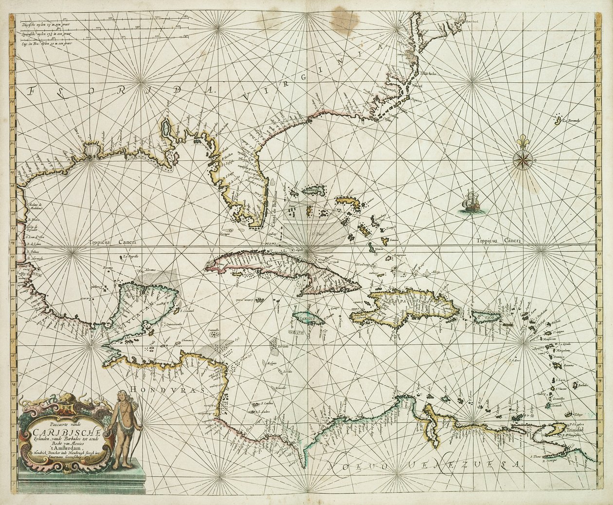 Pascaerte van de Caribische eylanden, van de Barbados tot aende Bocht van Mexico alkotó: Hendrick Doncker