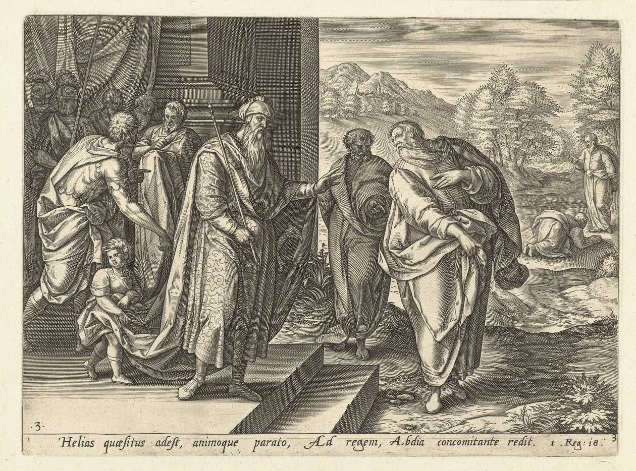 Illés másodszor beszél Akháb királlyal Illés története (sorozat címe) alkotó: Hendrick Goltzius (rejected attribution)