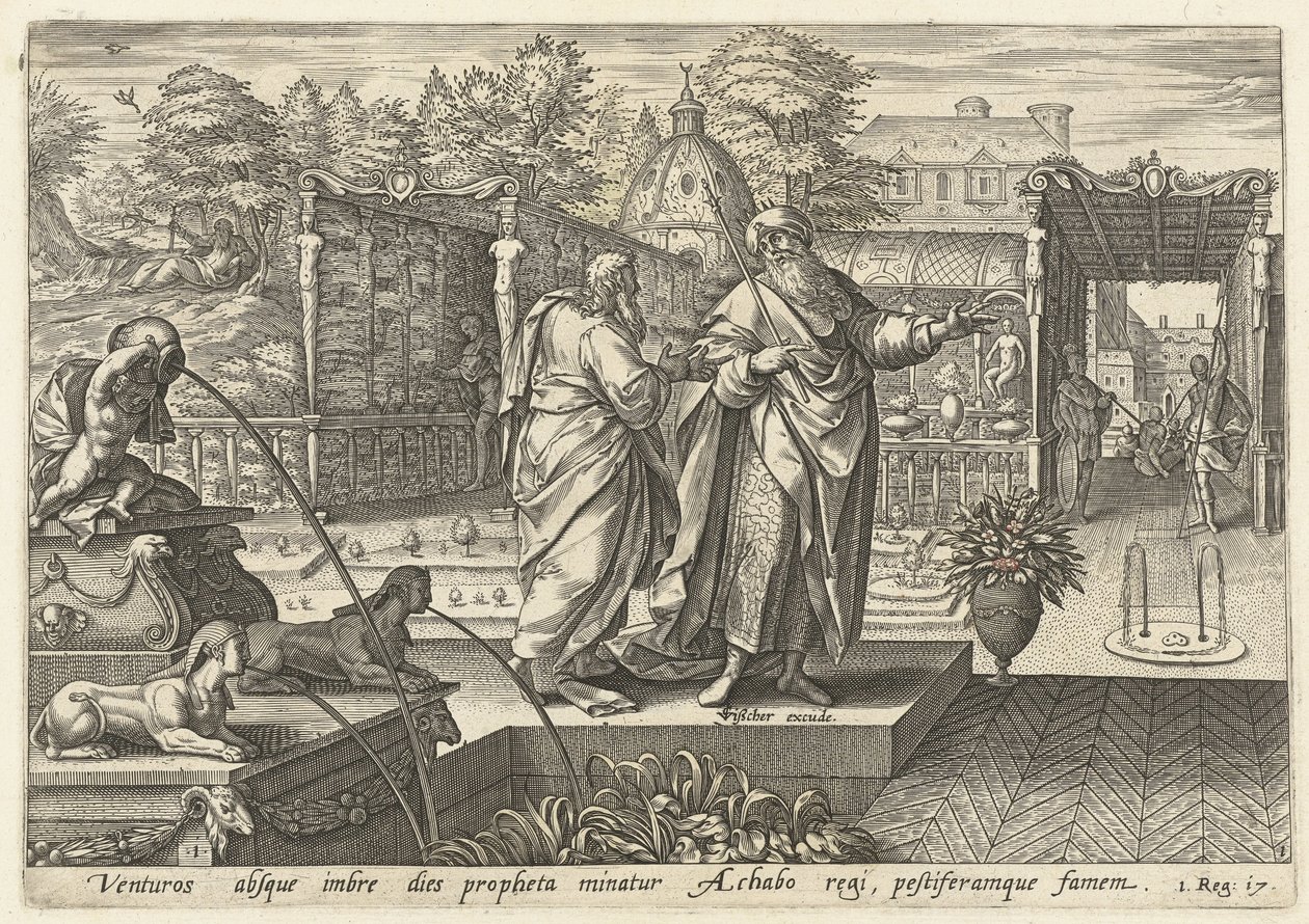 Illés megjövendöli Akháb királynak, hogy szárazság jön Illés története (sorozat címe) alkotó: Hendrick Goltzius (rejected attribution)