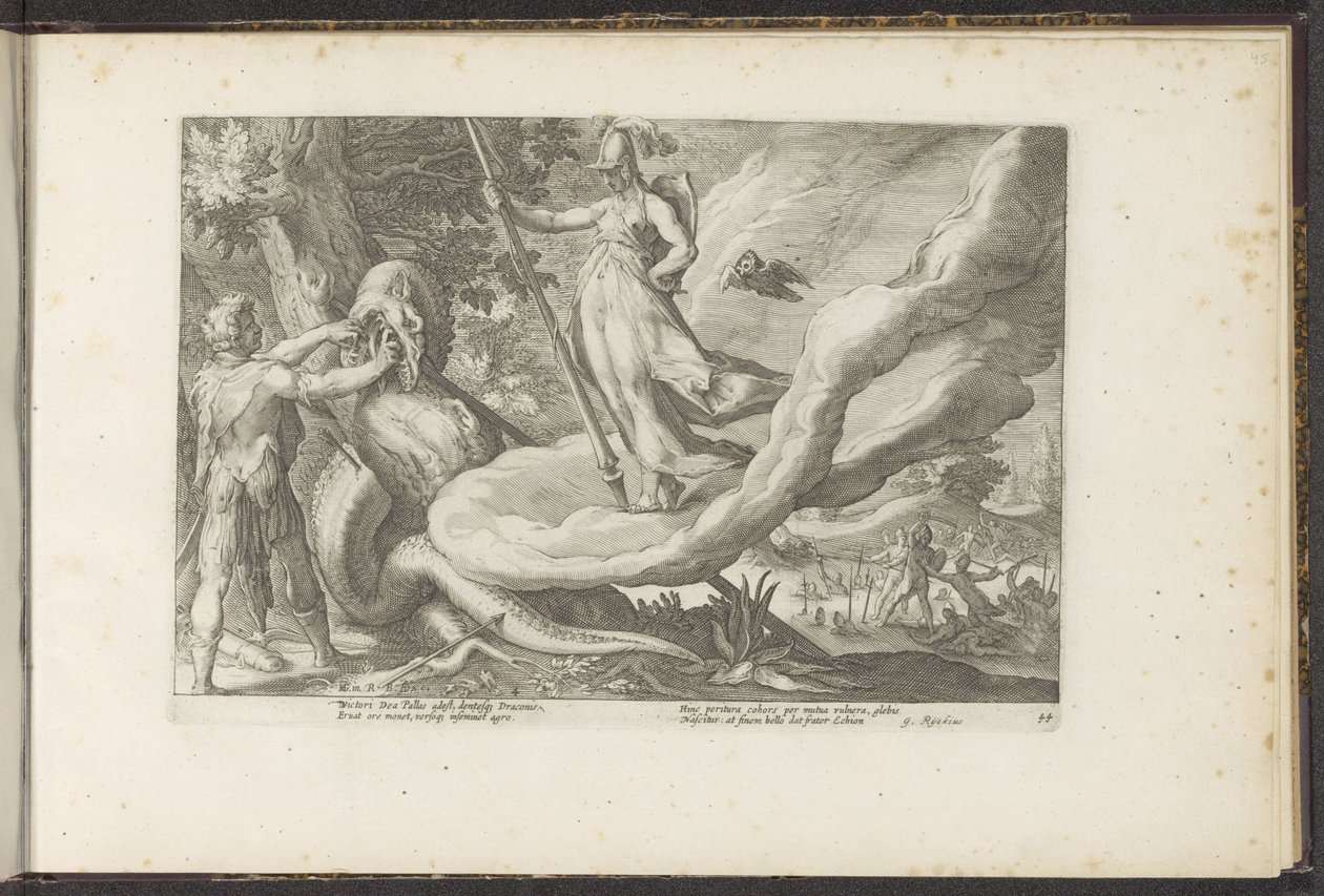 Kadmusz veti a sárkány fogait Ovidius metamorfózisai (sorozat címe) P. Ovidius Naso újraalkotásai (sorozat címe) alkotó: Hendrick Goltzius (workshop of)