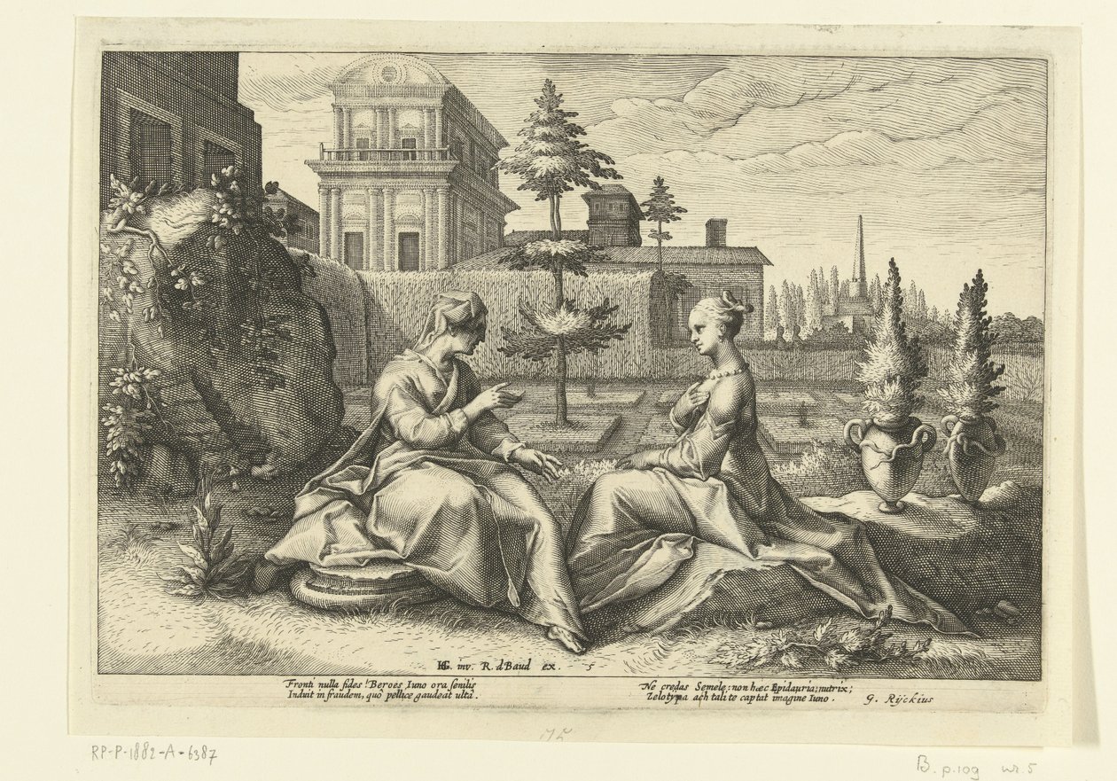 Juno Beroë álarcában közeledik Semeléhez Ovidius metamorfózisai (sorozat címe) alkotó: Hendrick Goltzius (workshop of)