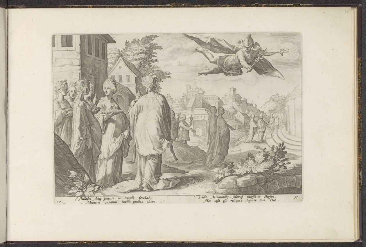 Mercury beleszeret Herse-be Ovidius metamorfózisai (sorozat címe) P. Ovidius Naso újraalkotásai (sorozat címe) alkotó: Hendrick Goltzius (workshop of)