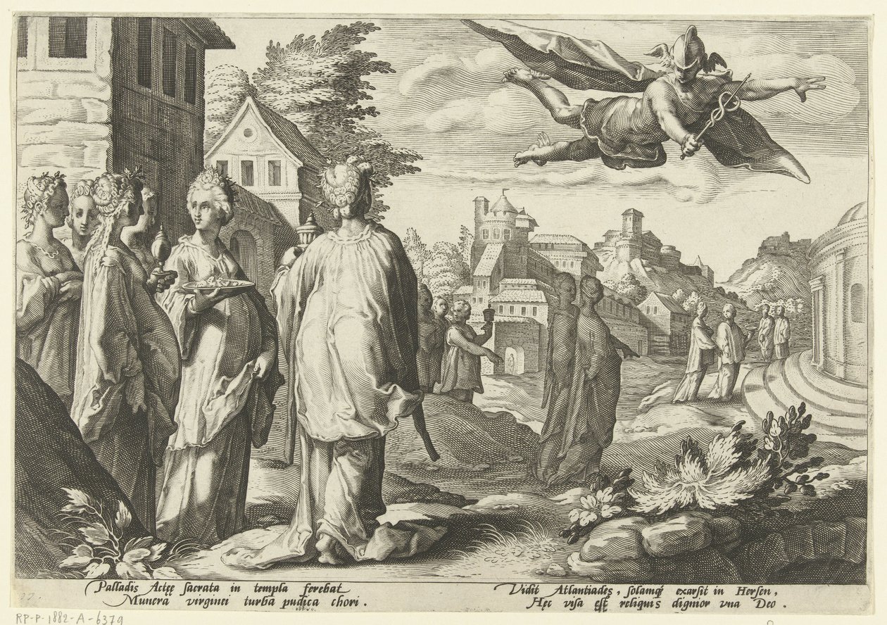 Mercury beleszeret Herse-be Ovidius metamorfózisai (sorozat címe) alkotó: Hendrick Goltzius (workshop of)