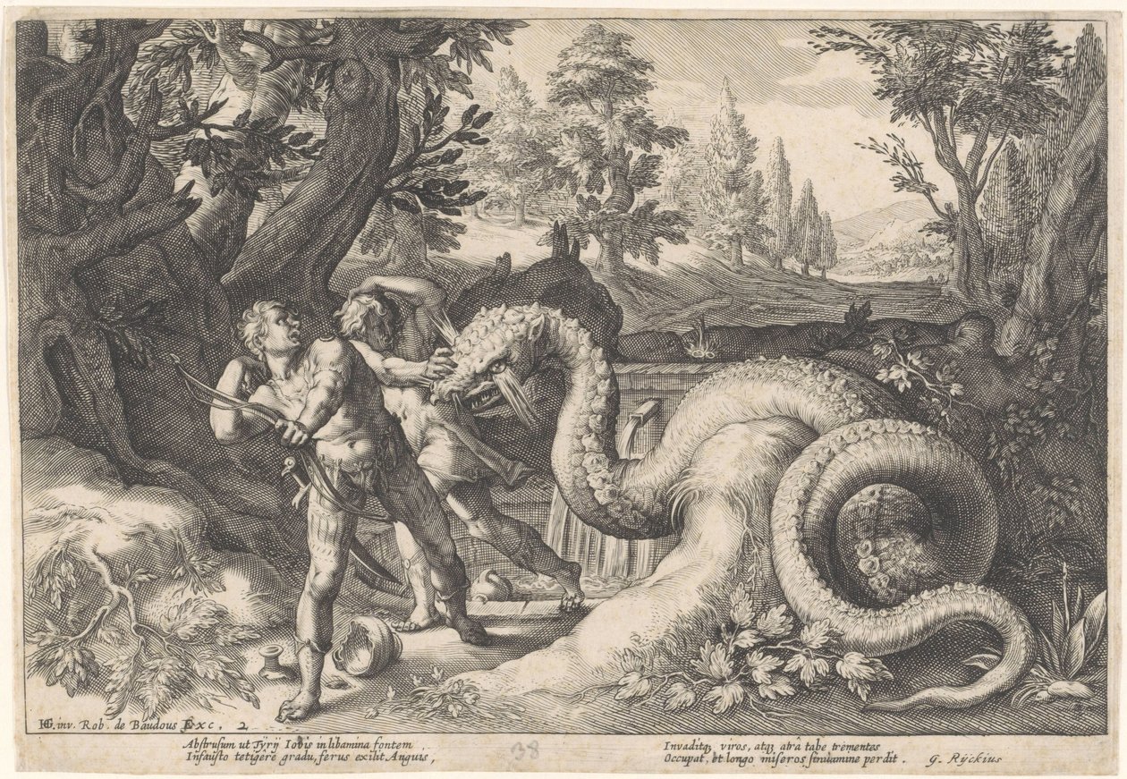 Kadmusz társai, akiket felfalt egy sárkány Ovidius metamorfózisai (sorozat címe) alkotó: Hendrick Goltzius (workshop of)