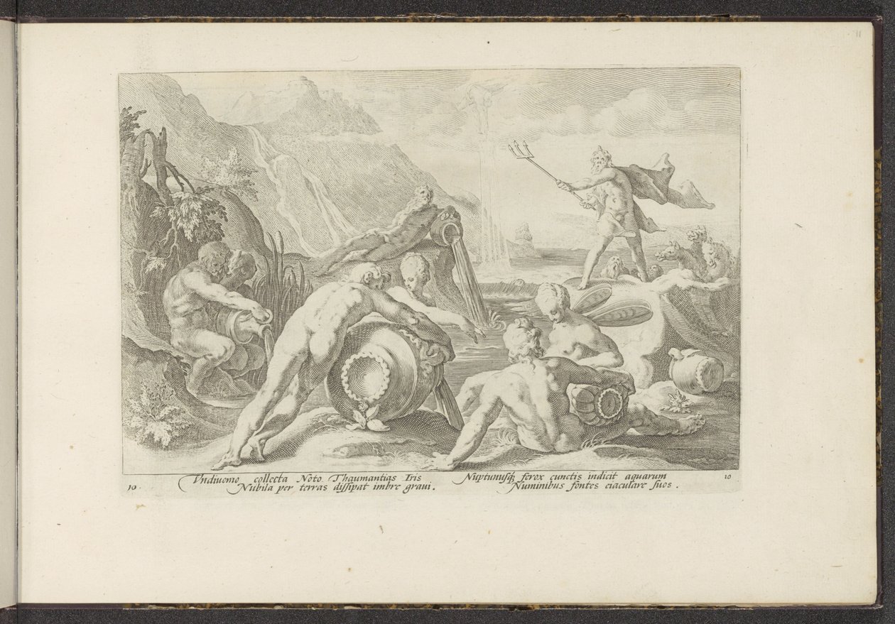 A Neptunusz és a folyó istenei árvizet okoznak Ovidius metamorfózisai (sorozat címe) P. Ovidius Naso újraalkotásai (sorozat címe) alkotó: Hendrick Goltzius (workshop of)