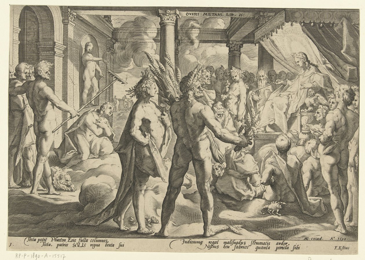 Phaeton a Helios-palotában Ovidius metamorfózisai (sorozat címe) alkotó: Hendrick Goltzius (workshop of)