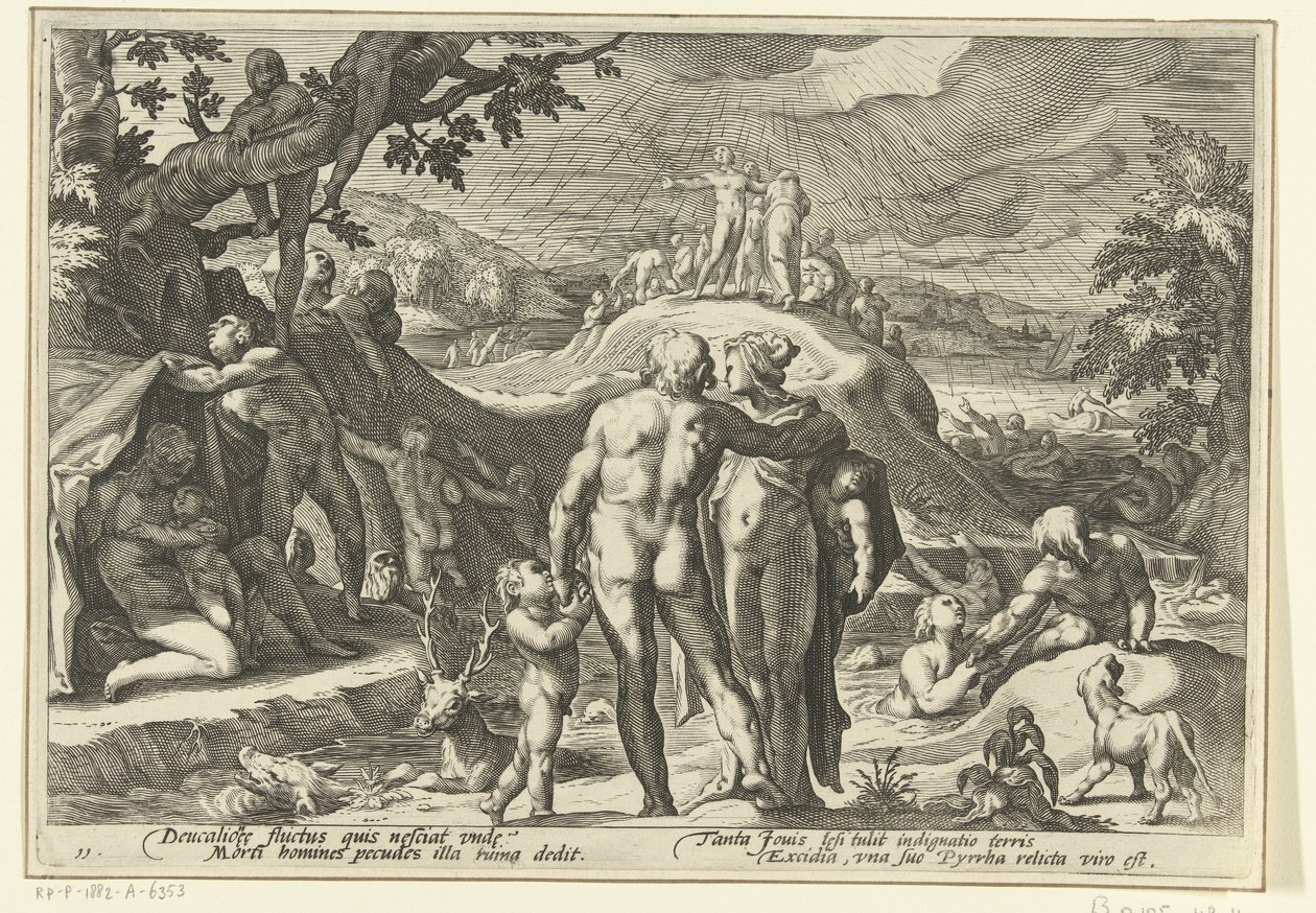 Deucalion özöne Ovidius metamorfózisai (sorozat címe) alkotó: Hendrick Goltzius (workshop of)